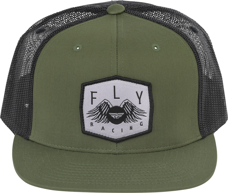 FLY RACING Youth Fly Freedom Trucker Hat Army Green 351-0065Y