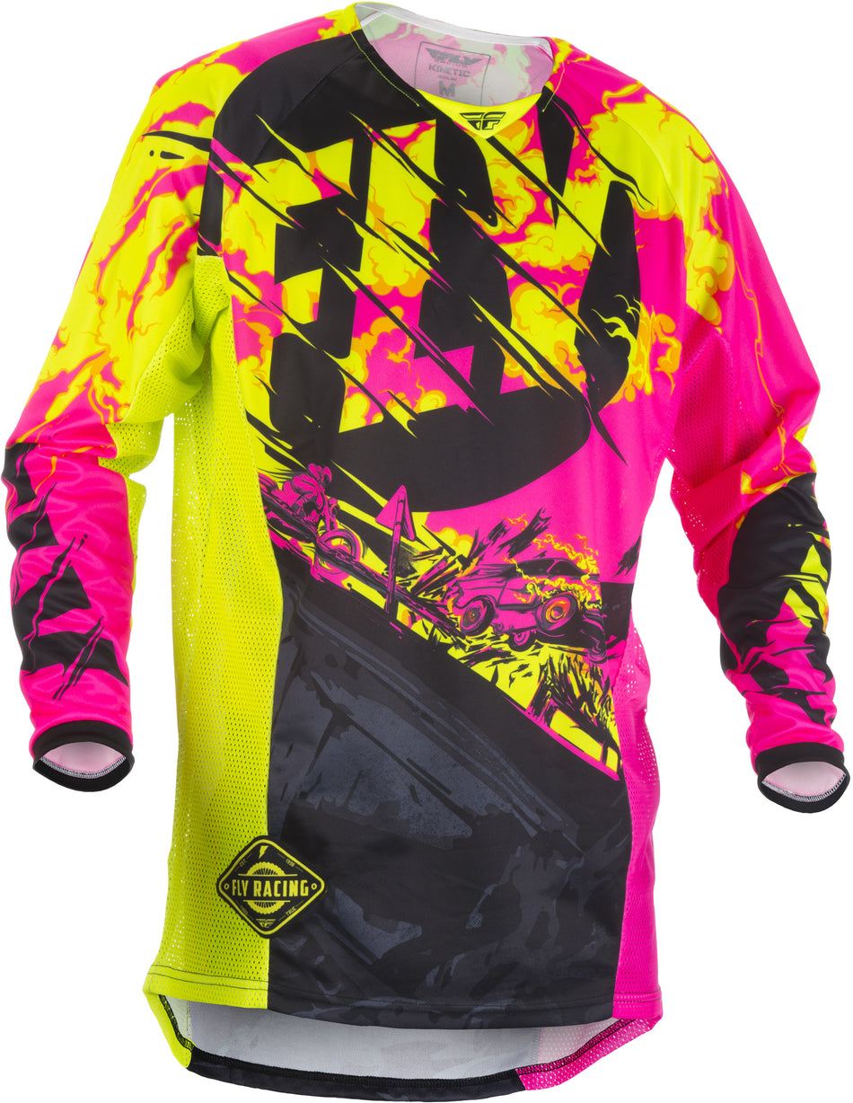 FLY RACING Kinetic Outlaw Jersey Black/Pink/Hi-Vis 2x 371-5292X