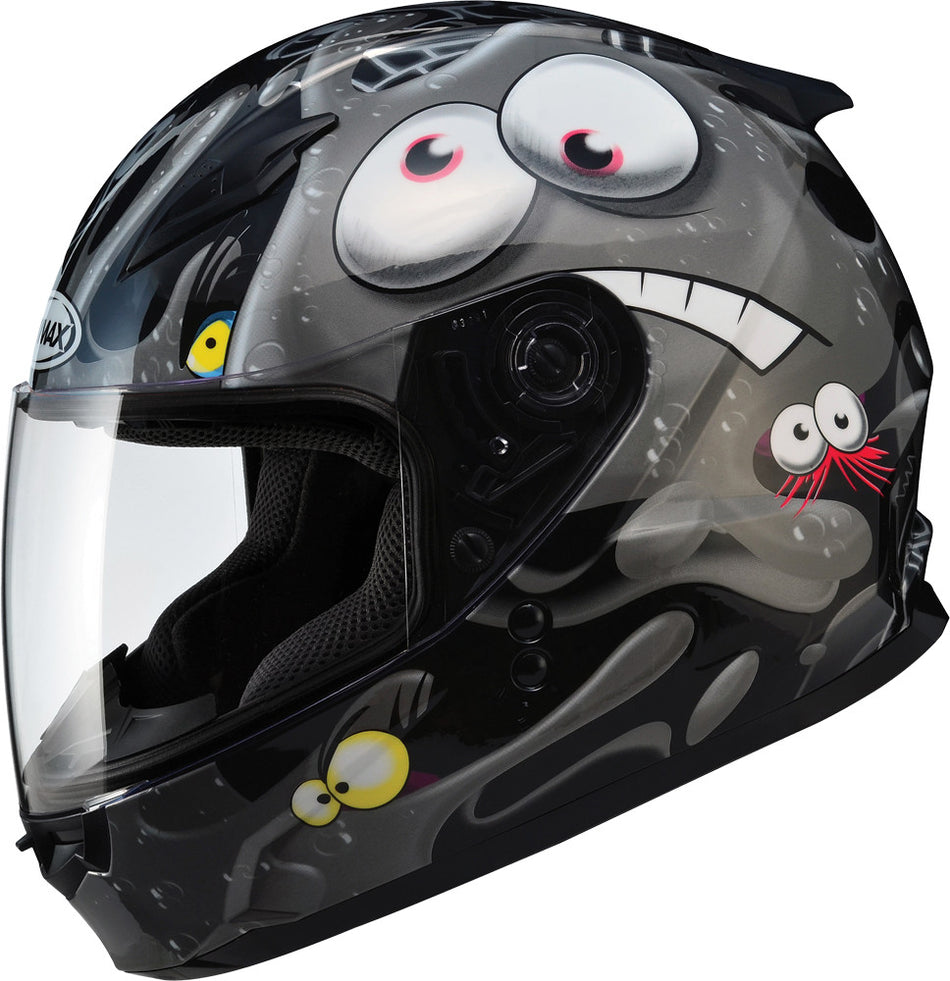 GMAX Gm-49y Full Face Helmet Slimed Black/Silver Yl G7491242 TC-5
