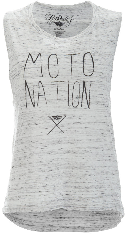 FLY RACING Fly Moto Nation Women's Muscle Tee White/Marble 2x 356-04042X