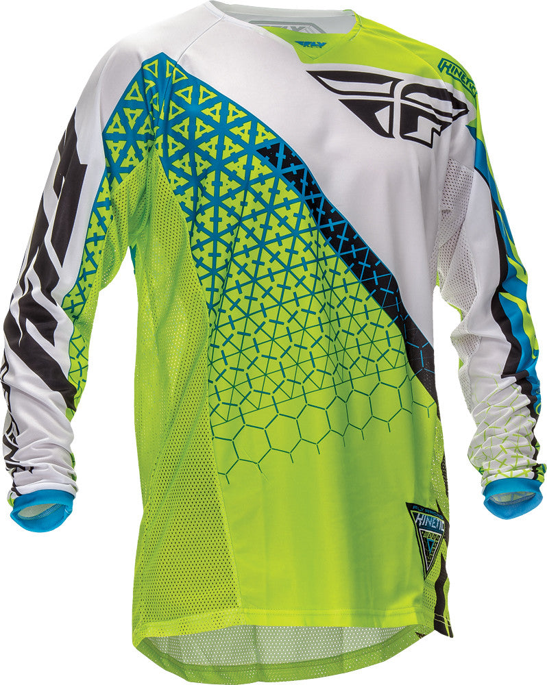FLY RACING Kinetic Trifecta Jersey Green/White Yx 369-425YX
