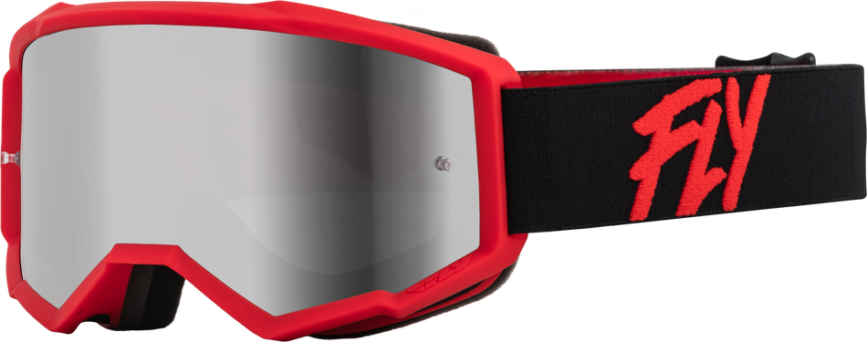 FLY RACING Youth Zone Goggle Black/Red W/ Silver Mirror/Smoke Lens 37-51721