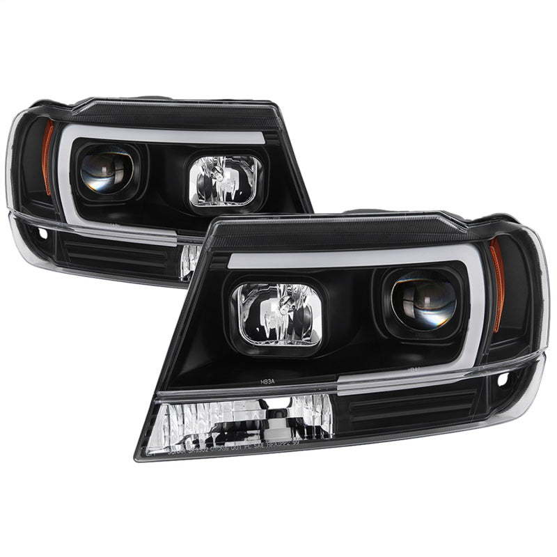 Spyder 99-04 Jeep Grand Cherokee Projector Headlights - Light Bar DRL LED - Black 5085221