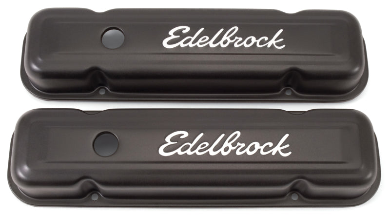 Edelbrock Tapa de válvula Signature Series Pontiac 1962-1979 301-455 CI V8 Bajo Negro