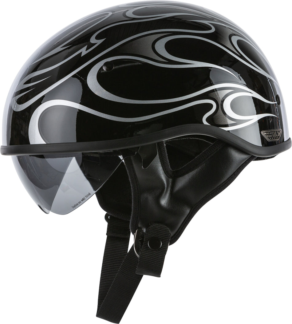 FLY RACING .357 Flame Half Helmet Gloss Grey 2x 73-8213-6