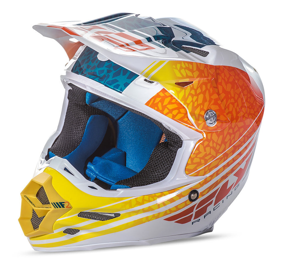 FLY RACING F2 Animal Helmet Orange/White/Teal 2x 73-41462X