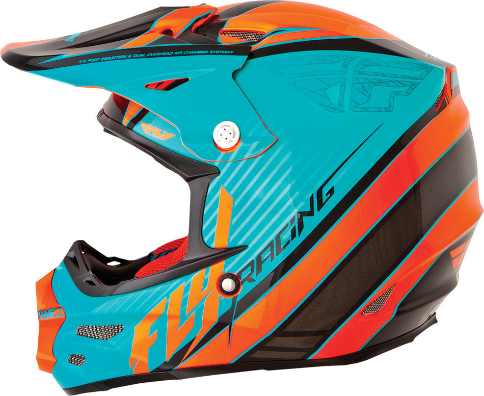 FLY RACING F2 Carbon Fastback Helmet Teal/Orange/Black 2x 73-41152X