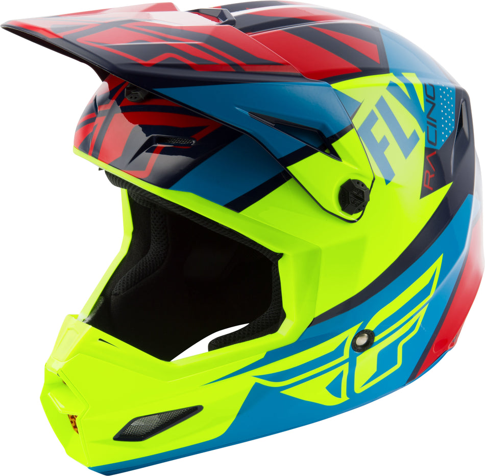 FLY RACING Elite Guild Helmet Red/Blue/Hi-Vis 2x 73-8603-9-2X