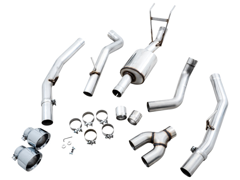 AWE Tuning 09-18 RAM 1500 5.7L (w/Cutouts) 0FG Dual Rear Exit Cat-Back Exhaust - Chrome Silver Tips 3015-32002