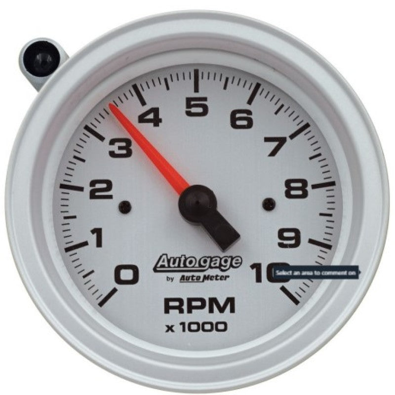 AutoMeter Tachometer Gauge 10K RPM 3 3/4in Pedestal w/Ext. Shift-Light - Silver Dial/Black Case 233909