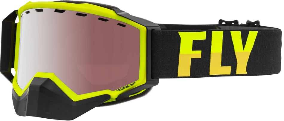 FLY RACING Zone Pro Snow Goggle Hi-Vs/Blk W/ Silver Mir/Polarized Rose FLB-058