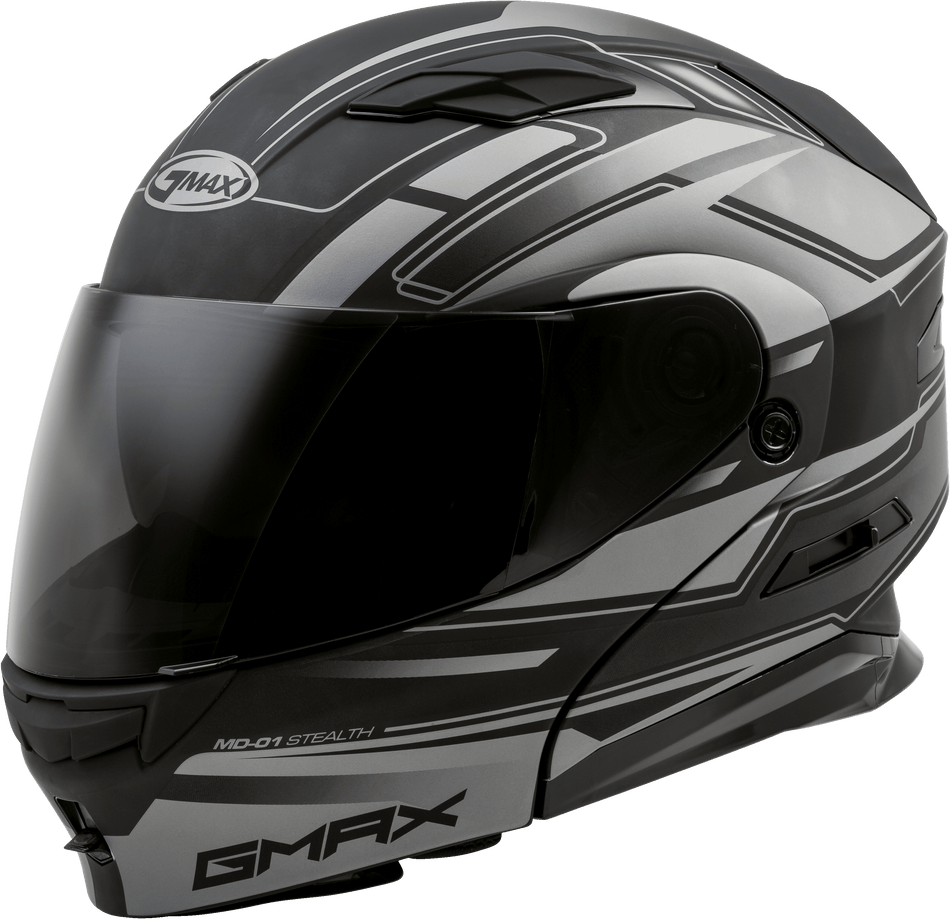 GMAX Md-01 Modular Stealth Helmet Matte Black/Silver 2x G1011398-ECE