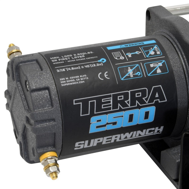 Superwinch 2500 LBS 12V DC 3/16in x 40ft Steel Rope Terra 2500 Winch - Gray Wrinkle 1125260