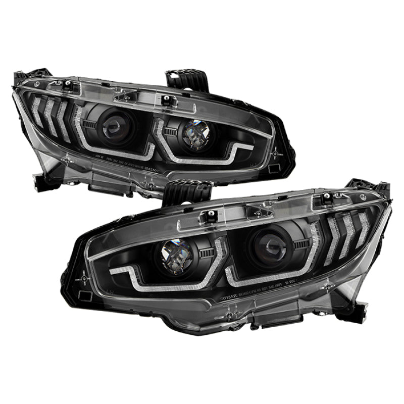 Spyder Honda Civic 16- 2DR/4DR/Hatchback Projector Headlights - Black PRO-YD-HC16SI-SEQGR-BK 5087867