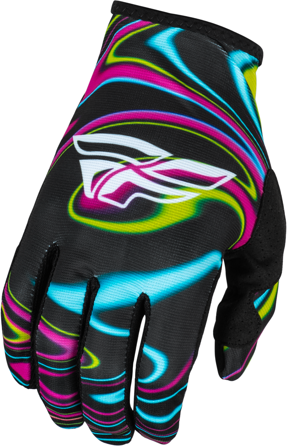 FLY RACING Youth Lite Warped Gloves Black/Pink/Electric Blue Yl 377-743YL