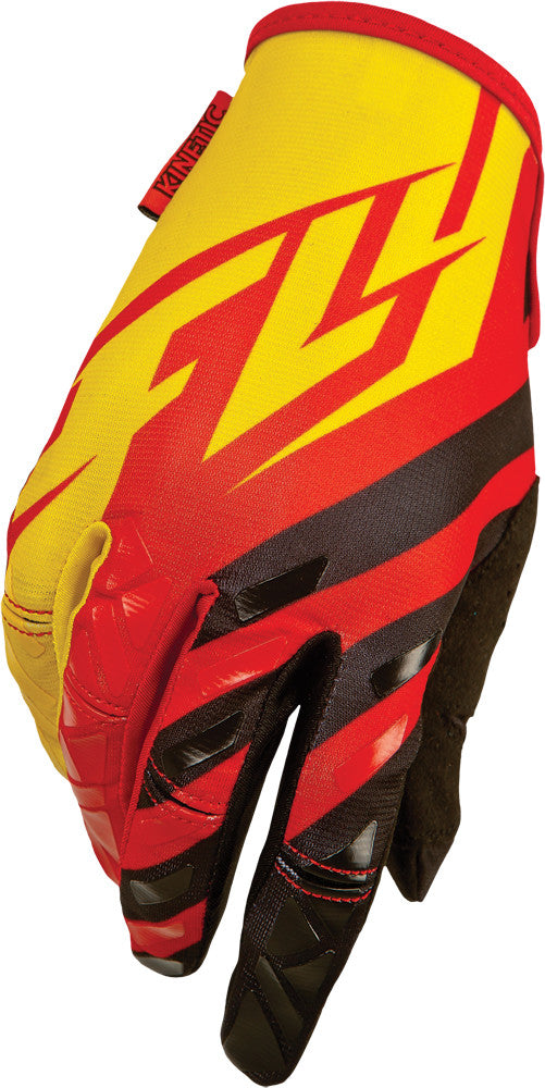 FLY RACING Kinetic Gloves Red/Black/Yellow Sz 3 368-41203