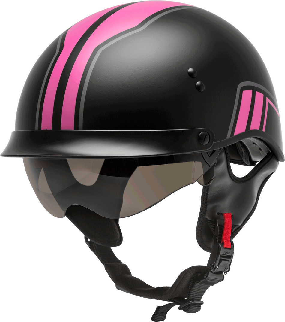 GMAX Hh-65 Half Helmet Full Dressed Twin Matte Black/Pink Sm H9651344