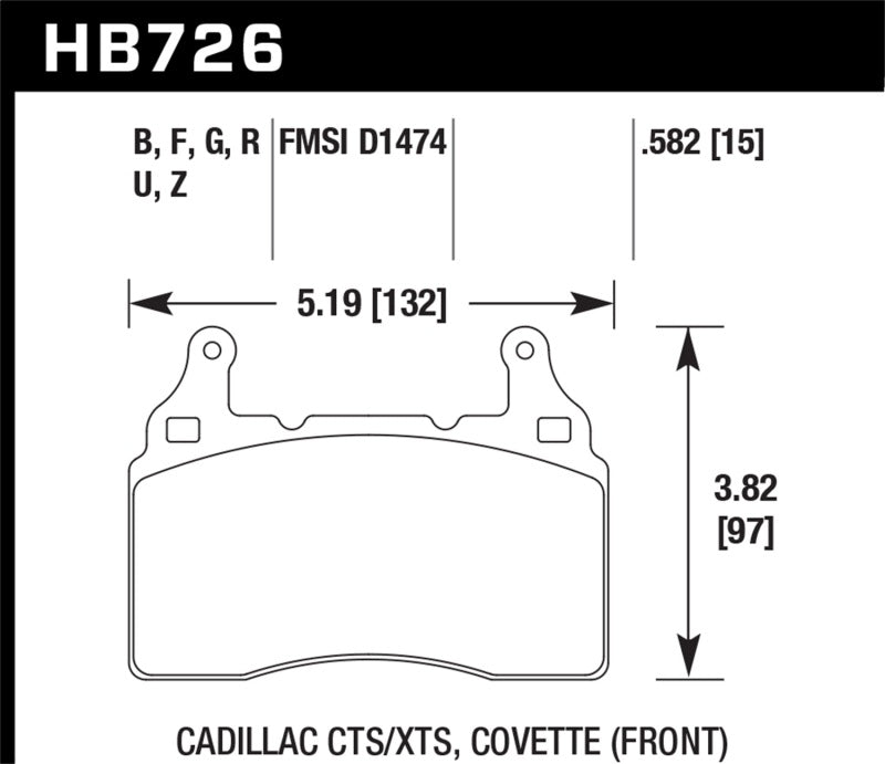 Hawk 2014 Chevrolet Corvette DTC-70 Front Brake Pads KHB726U.582