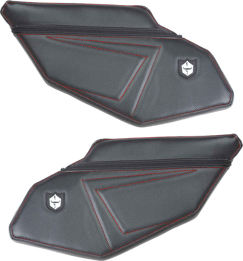 PRO ARMOR Stock Rear Door Knee Pads With Storage Red Stitching Pol P1910Y331RD