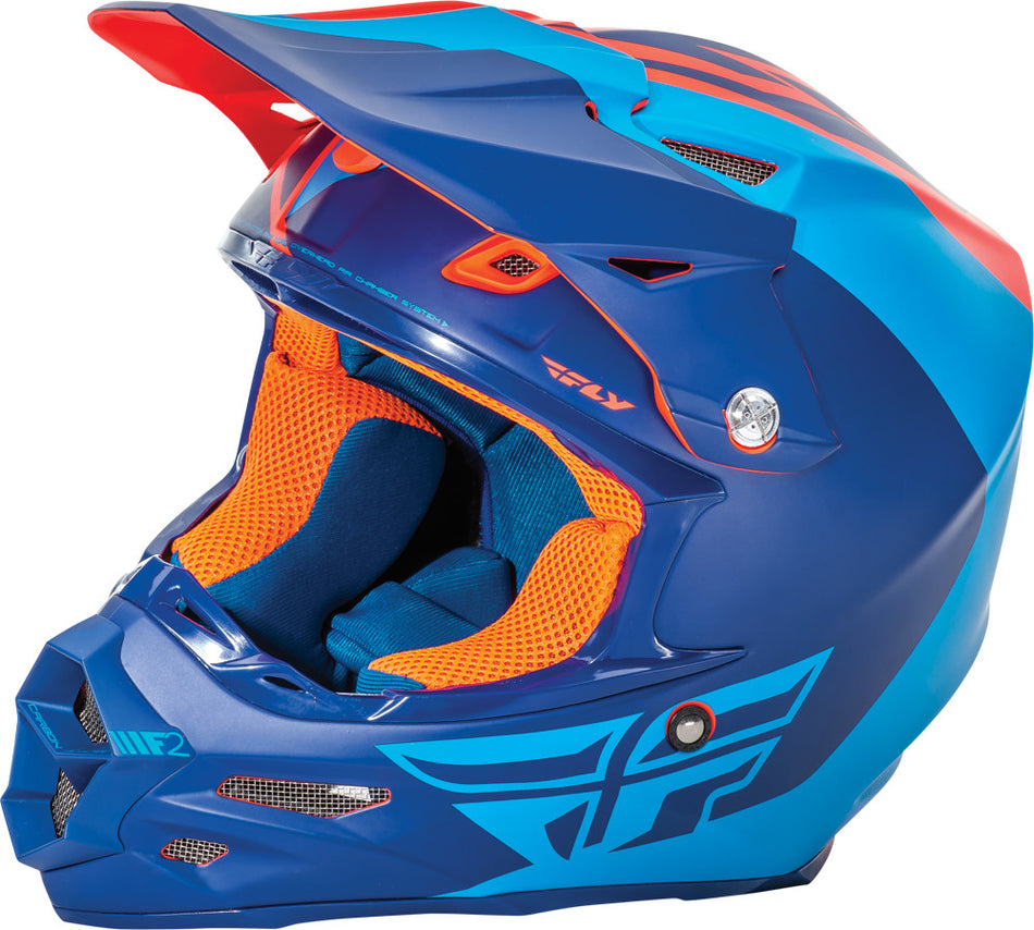 FLY RACING F2 Carbon Pure Helmet Matte Blue/Orange 2x 73-41232X