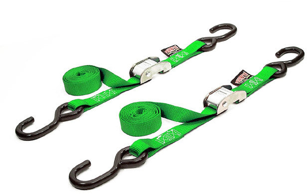 POWERTYE Tie-Down Cam S-Hook 1"X5.5' Green Pair 22265LOGO