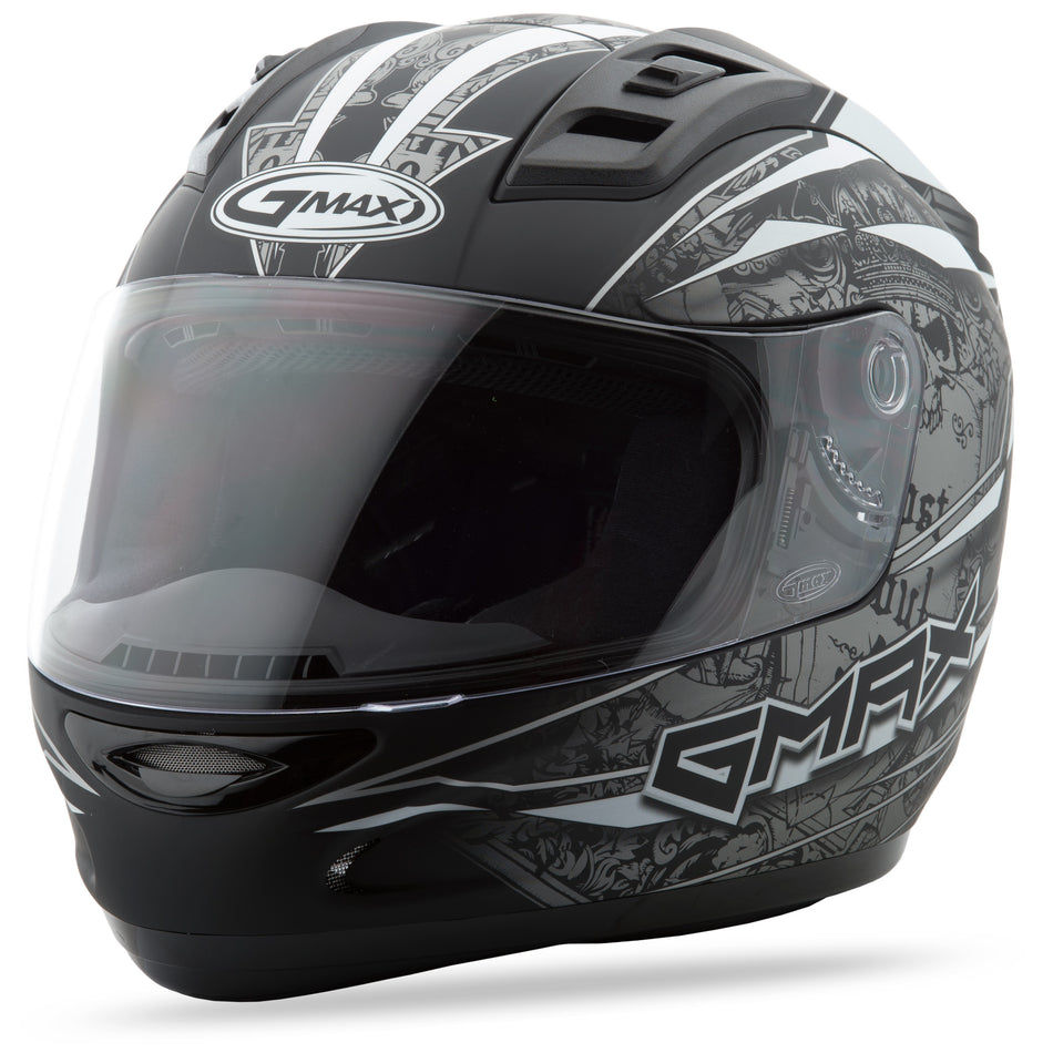 GMAX Gm-69 Full-Face Mayhem Helmet Matte Black/Silver/White Sm G7693454 TC-17