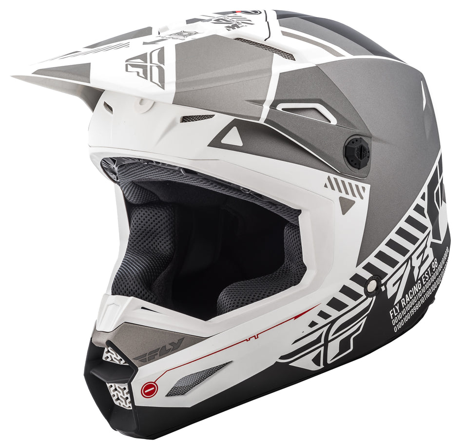 FLY RACING Elite Helmet Matte White/Grey Ys 73-8500YS