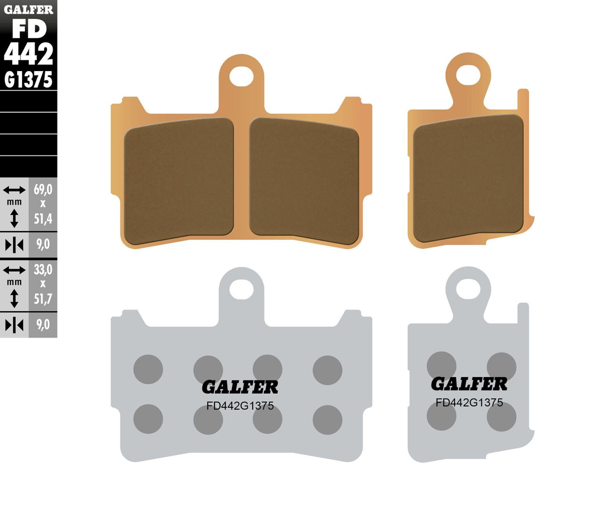 GALFER Brake Pads Sintered Ceramic Fd442g1375 FD442G1375