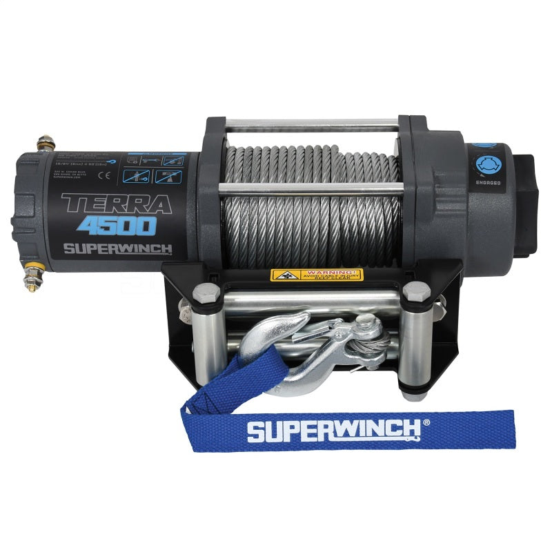 Superwinch 4500 LBS 12V DC 15/64in x 50ft Steel Rope Terra 4500 Winch - Gray Wrinkle 1145260