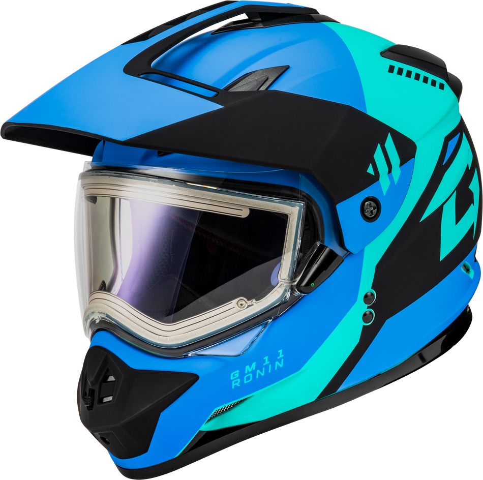 GMAX Gm-11s Ronin Snow Helmet W/ Elec Shield Matte Blk/Blue 3x A4115119