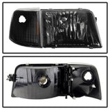 Xtune Ford Ranger 93-97 Crystal Headlights w/ Corner Lights 4pcs Sets Black HD-JH-FR93-SET-BK 9029363