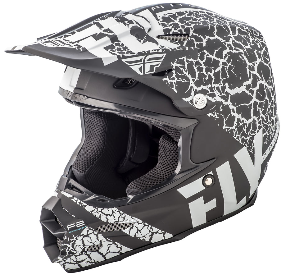 FLY RACING F2 Carbon Fracture Helmet Matte Black/White Xs 73-4171-1-XS