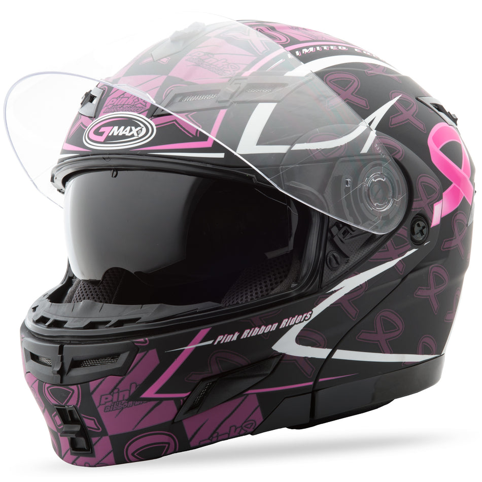 GMAX Gm-54s Modular Helmet Matte Black/Pink Ribbon S G1546404 TC-14