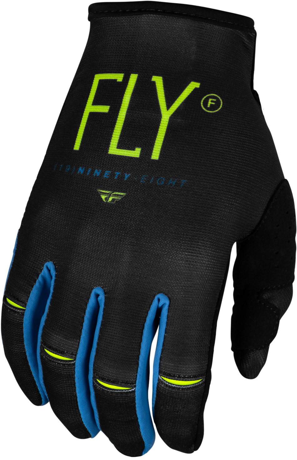FLY RACING Youth Kinetic Prodigy Gloves Char/Neon Green/True Blue Yl 377-516YL