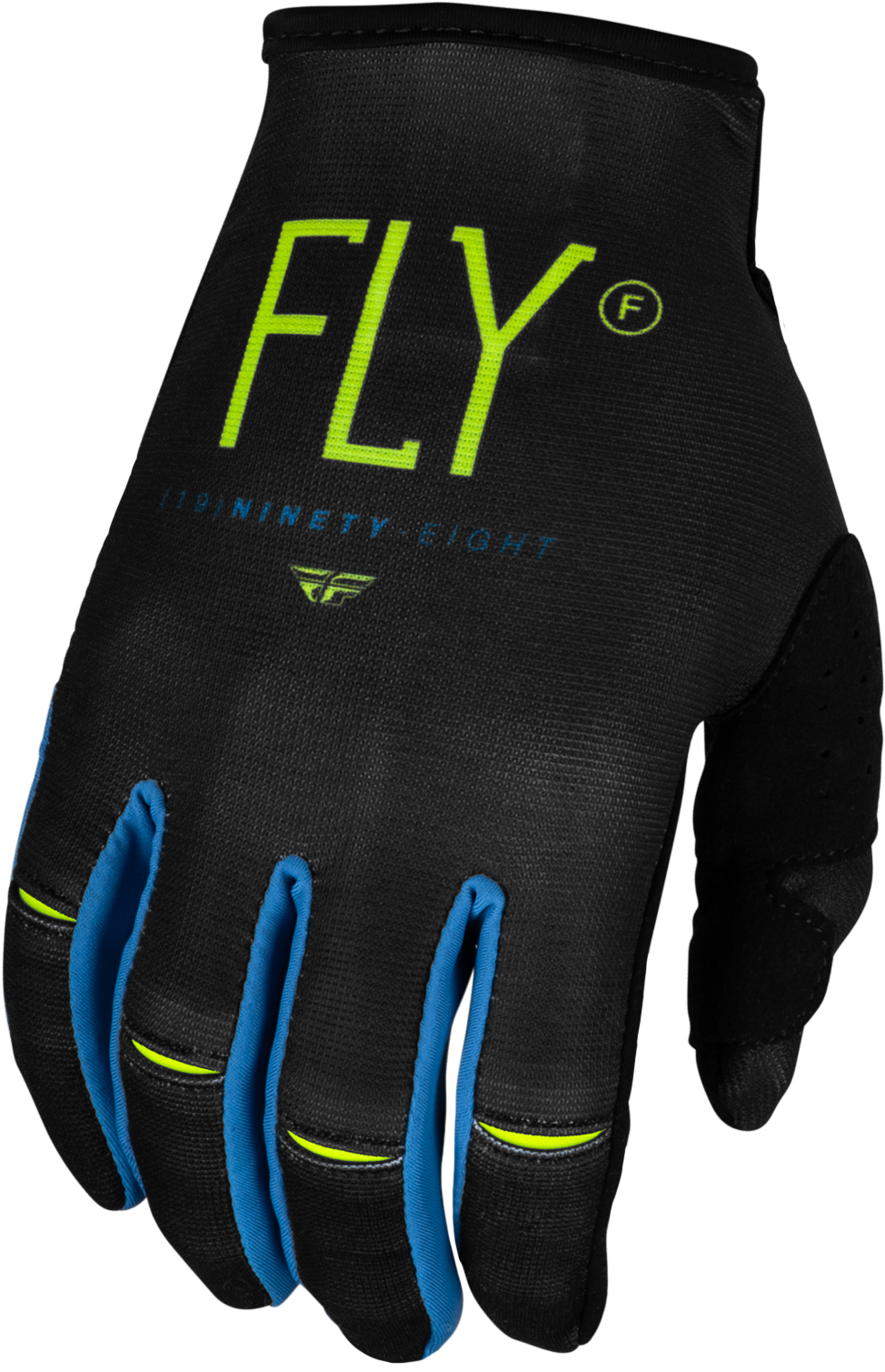 FLY RACING Youth Kinetic Prodigy Gloves Char/Neon Green/True Blue Ym 377-516YM