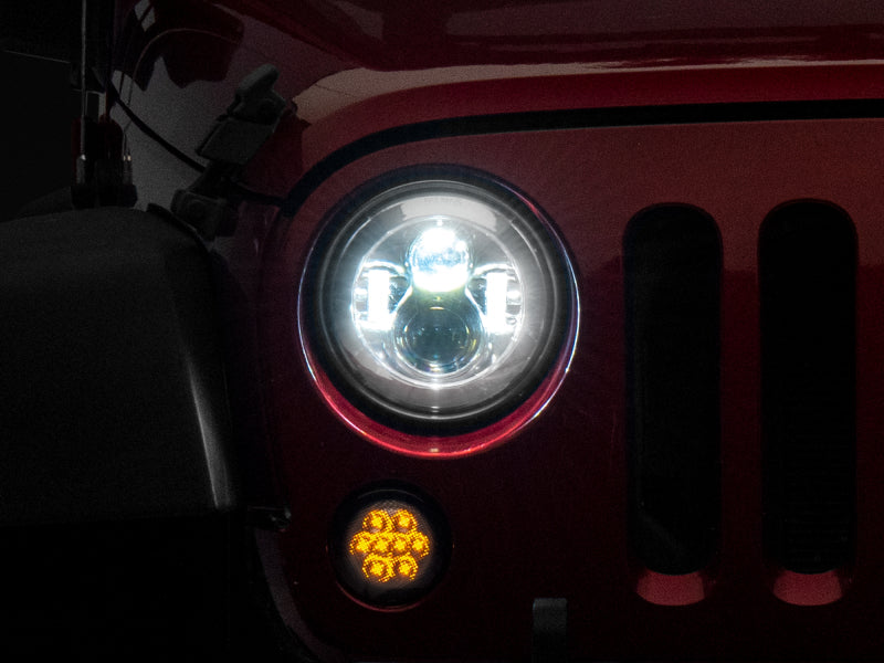 Raxiom 97-18 Jeep Wrangler TJ/JK Axial Series LED Daymaker Headlights- Chrome Housing (Clear Lens) J108043