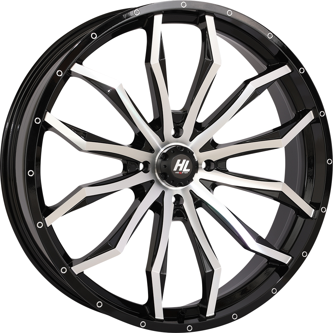 HIGH LIFTER Wheel - HL21 - Front/Rear - Gloss Black w/Machined - 24x7 - 5/4.5 - 4+3 (+10 mm) 24HL21-1145