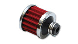 Vibrant Crankcase Breather Filter w/Chrome Cap 2 1/8in 55mm Cone ODx2 5/8in 68mm Tallx5/8in 15mm ID 2166