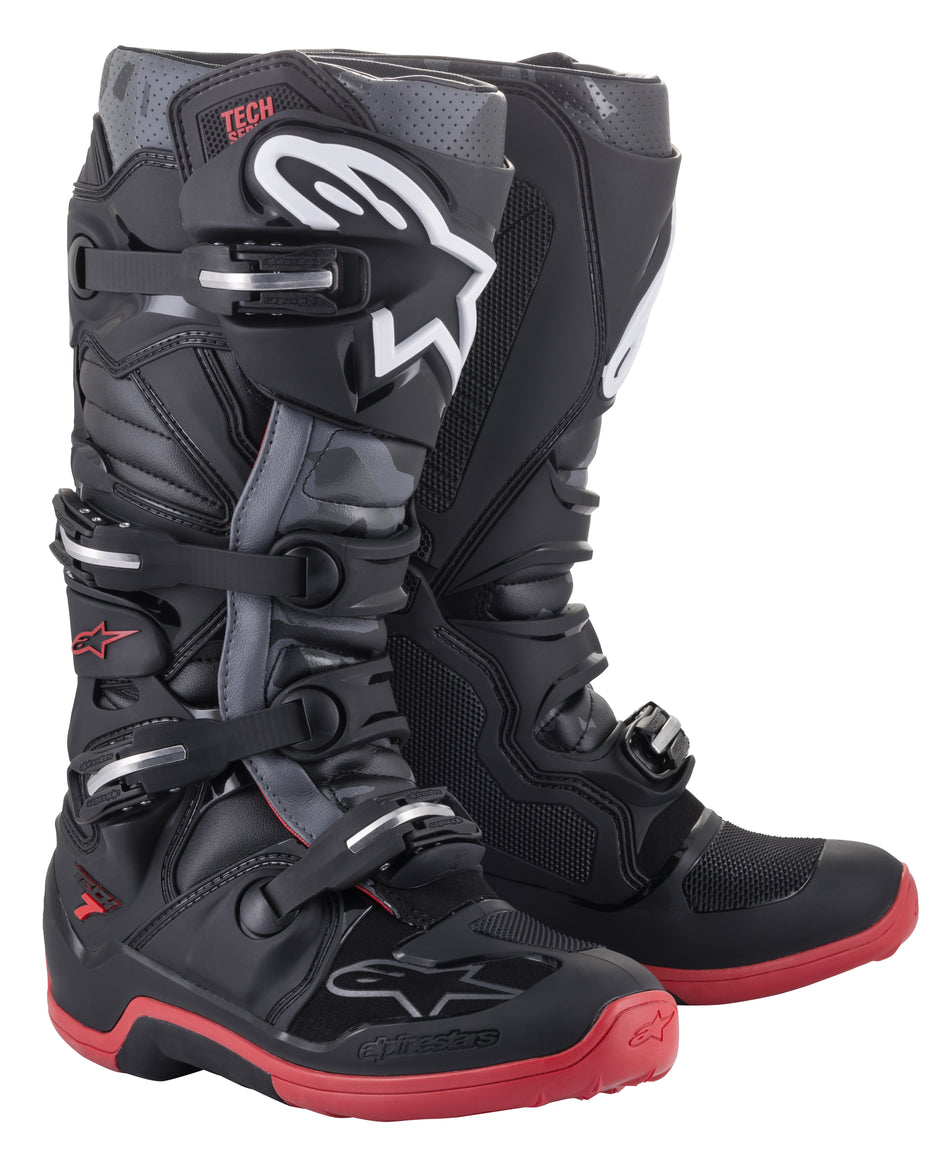 ALPINESTARS Tech 7 Boots Black/Cool Grey/Red Sz 05 2012014-1153-5