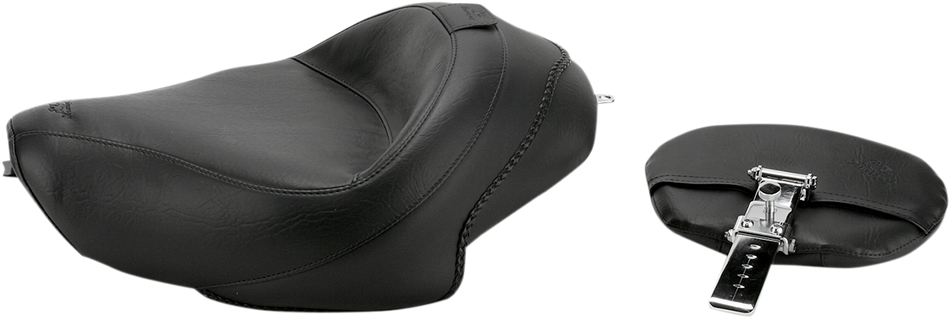 MUSTANG Wide Solo Seat - With Backrest - Vintage - Black - Smooth - XL '04-'21 79429