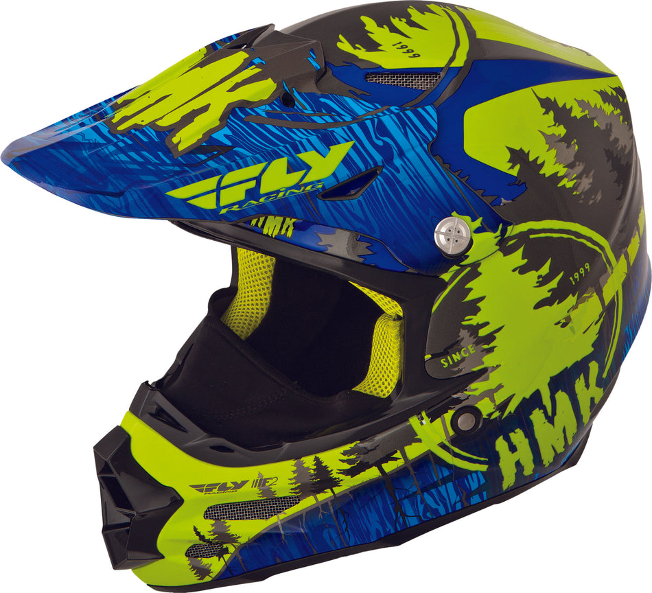 FLY RACING F2 Carbon Hmk Pro Stamp Helmet Blue/Green 2x 73-49232X