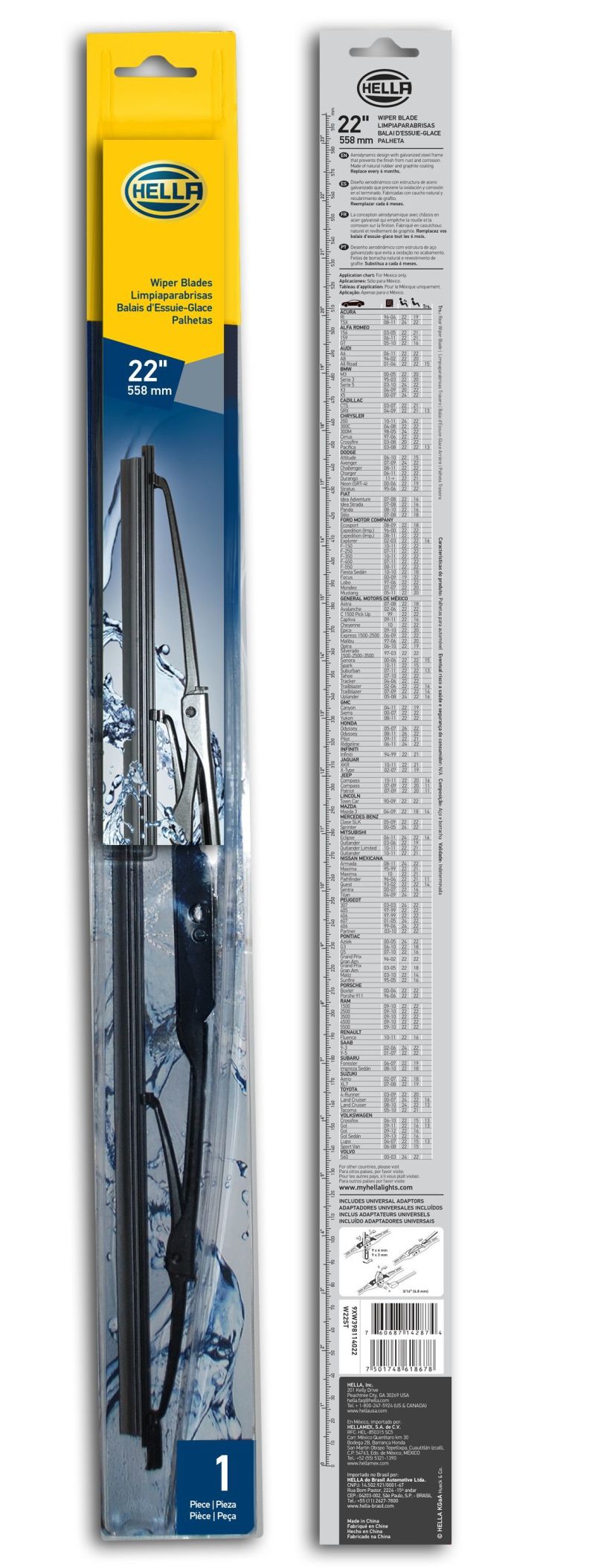 Hella Standard Wiper Blade 22in - Single LA9XW398114022