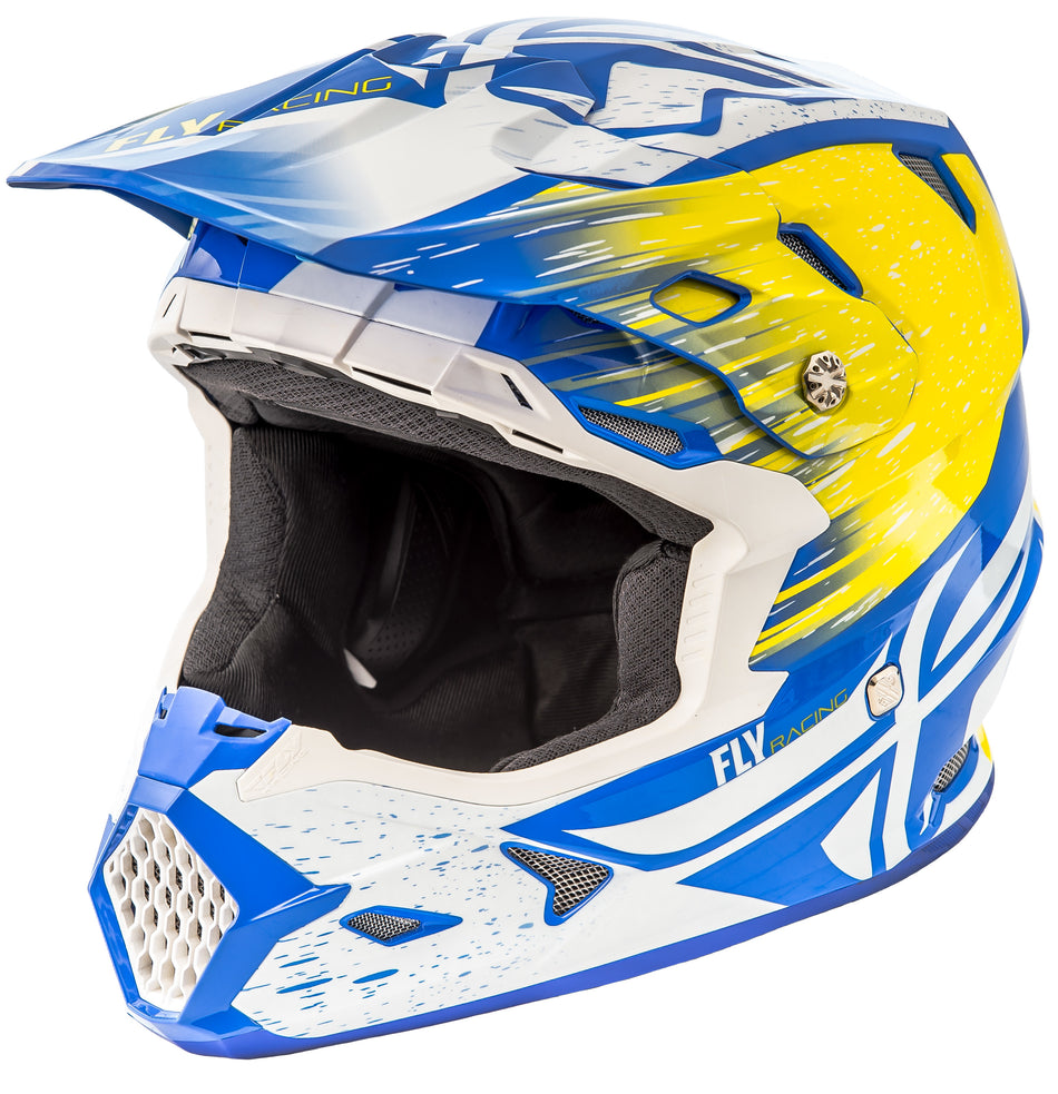 FLY RACING Toxin Resin Helmet White/Yellow/Blue 2x 73-8527-9-2X
