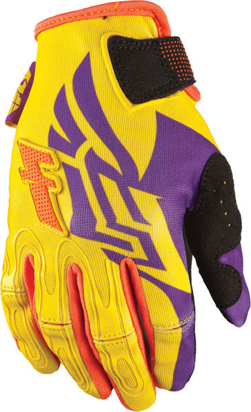FLY RACING Kinetic Girl's Gloves Yellow/Orange/Purple Sz M 366-41809