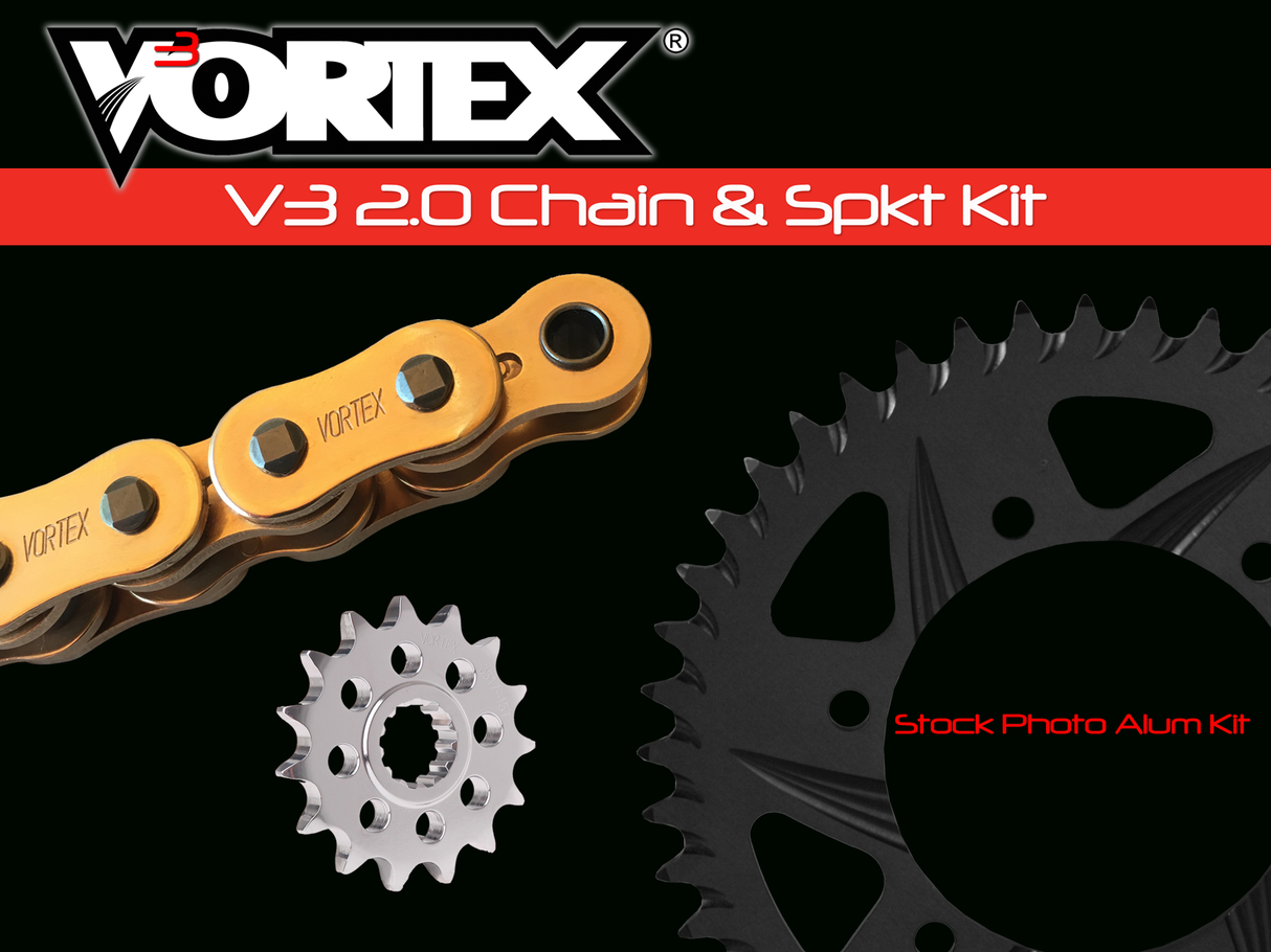 VORTEX Sprocket/Chain Kit Stl/Alu 16/43t Blk Sx3 520-108l Gld CKG6446