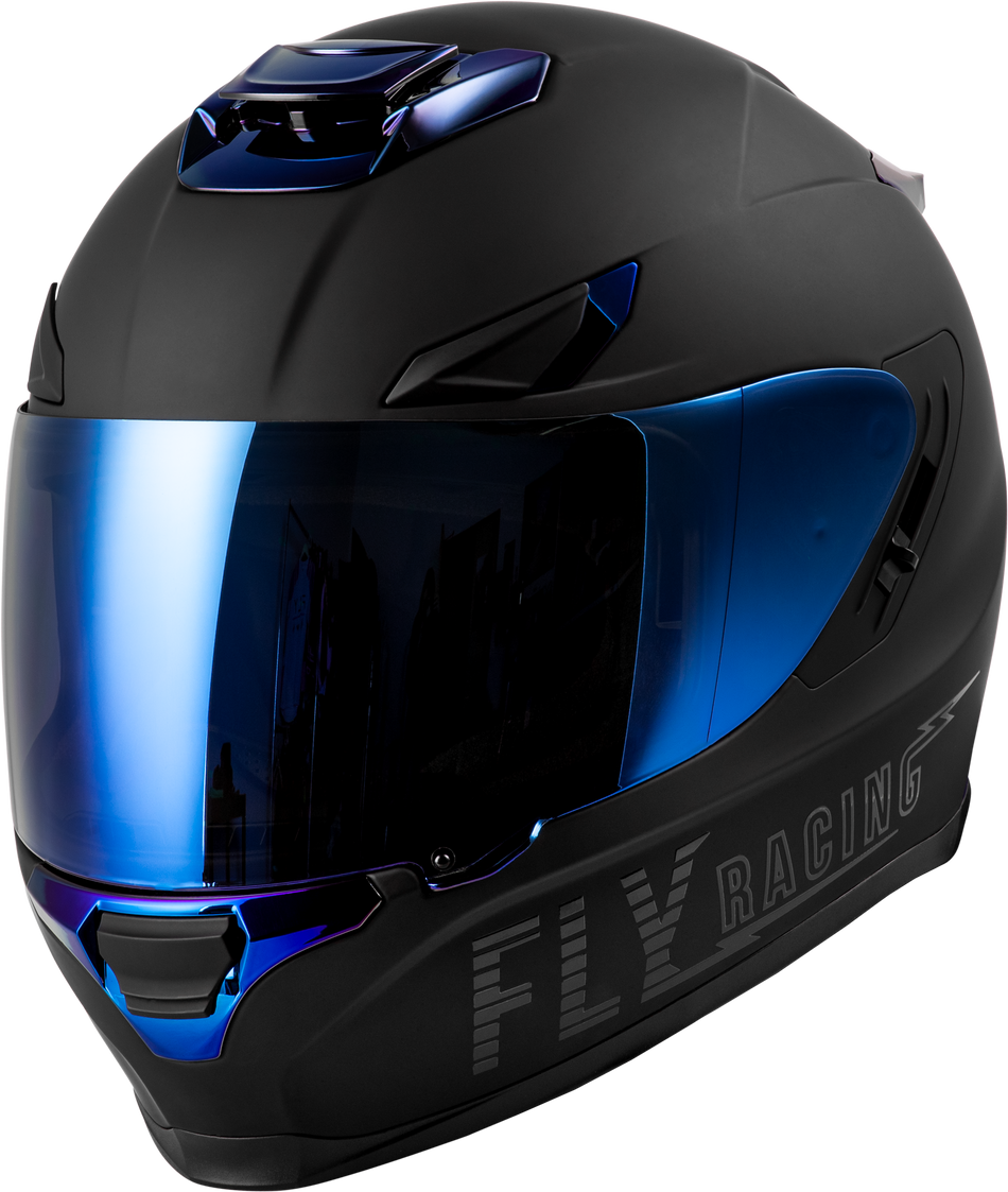 FLY RACING Sentinel Recon Helmet Matte Black/Blue Chrome Md 73-8428M