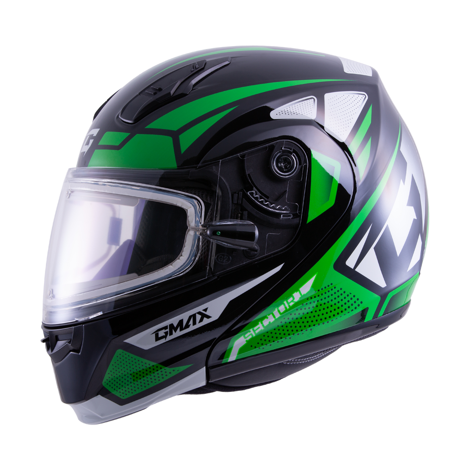 GMAX Md-04s Sector Snow Helmet W/ Blk/Green/Wht Md M4043775