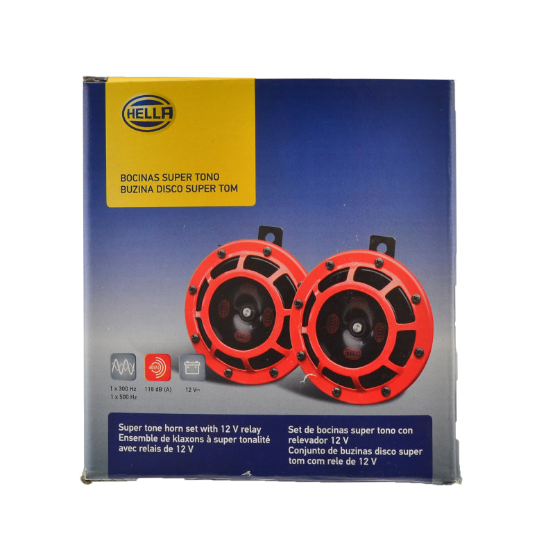 Hella Supertone Horn Kit 12V 300/500HZ Red (003399803 = 003399801) LA003399801