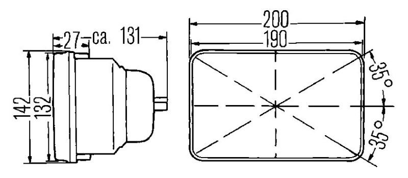 Hella Vision Plus 8in x 6in Sealed Beam Conversion Headlamp - Single Lamp LA003427291