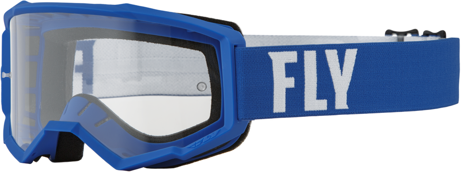 FLY RACING Focus Goggle Blue/White W/ Clear Lens 37-51132